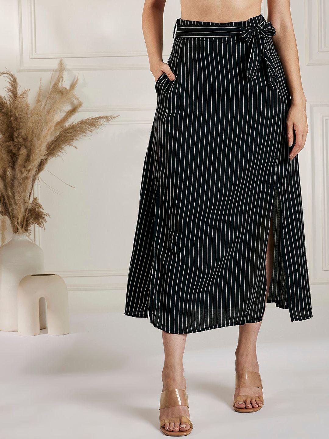 marie-claire-black-&-white-striped-a-line-midi-skirt