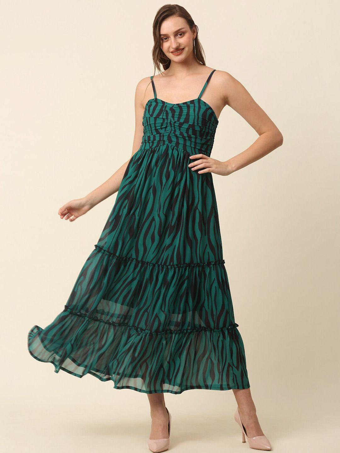 pluss-green-abstract-printed-shoulder-straps-tiered-fit-&-flare-maxi-dress
