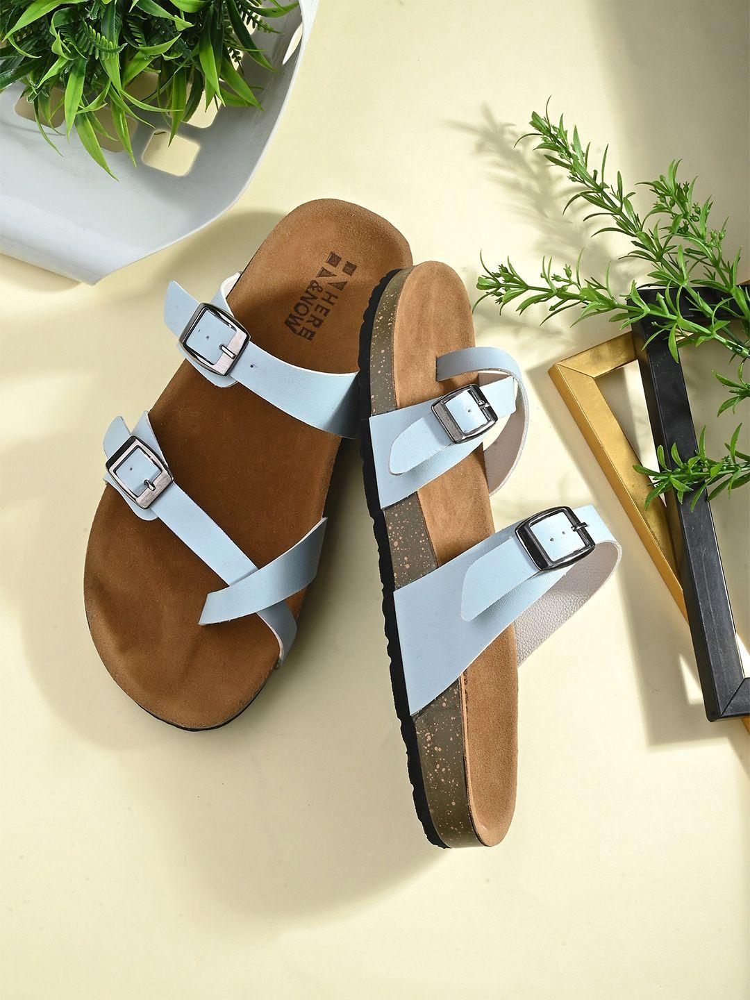 here&now-blue-buckled-cork-finish-one-toe-flats