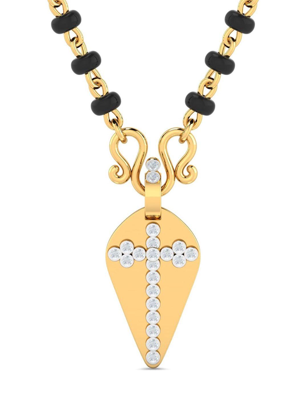 kuberbox-ela-cross-minnu--18kt-gold-diamond-studded-mangalsutra-pendant-0.99gm
