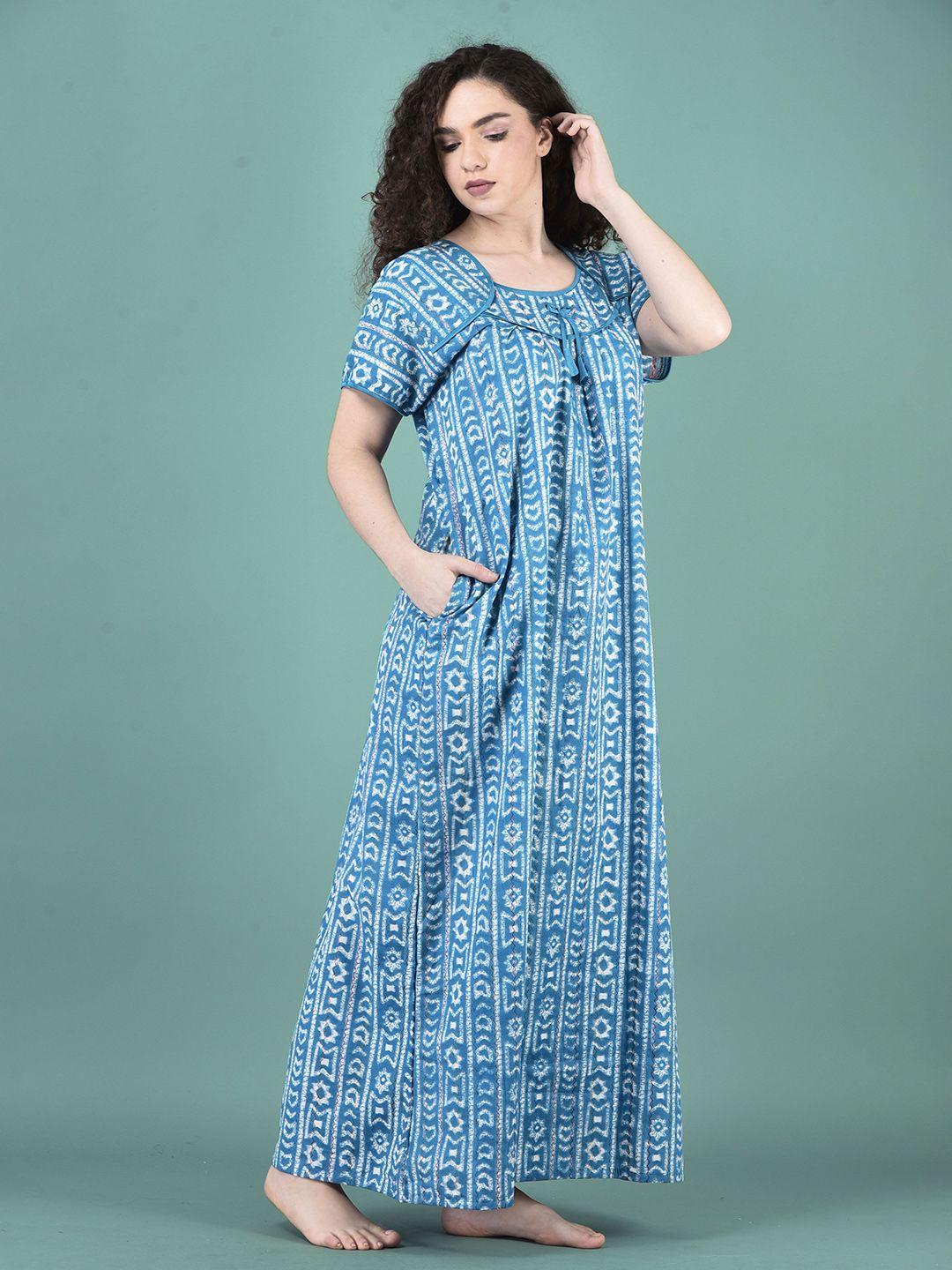 noty-blue-printed-maxi-nightdress