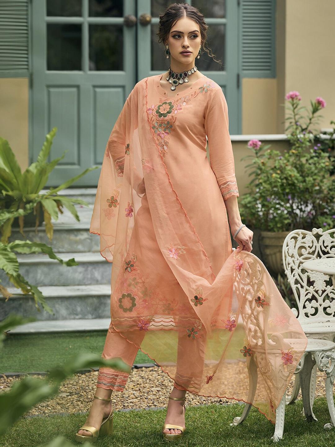 indo-era-beads-embroidered-regular-kurta-with-trousers-&-dupatta