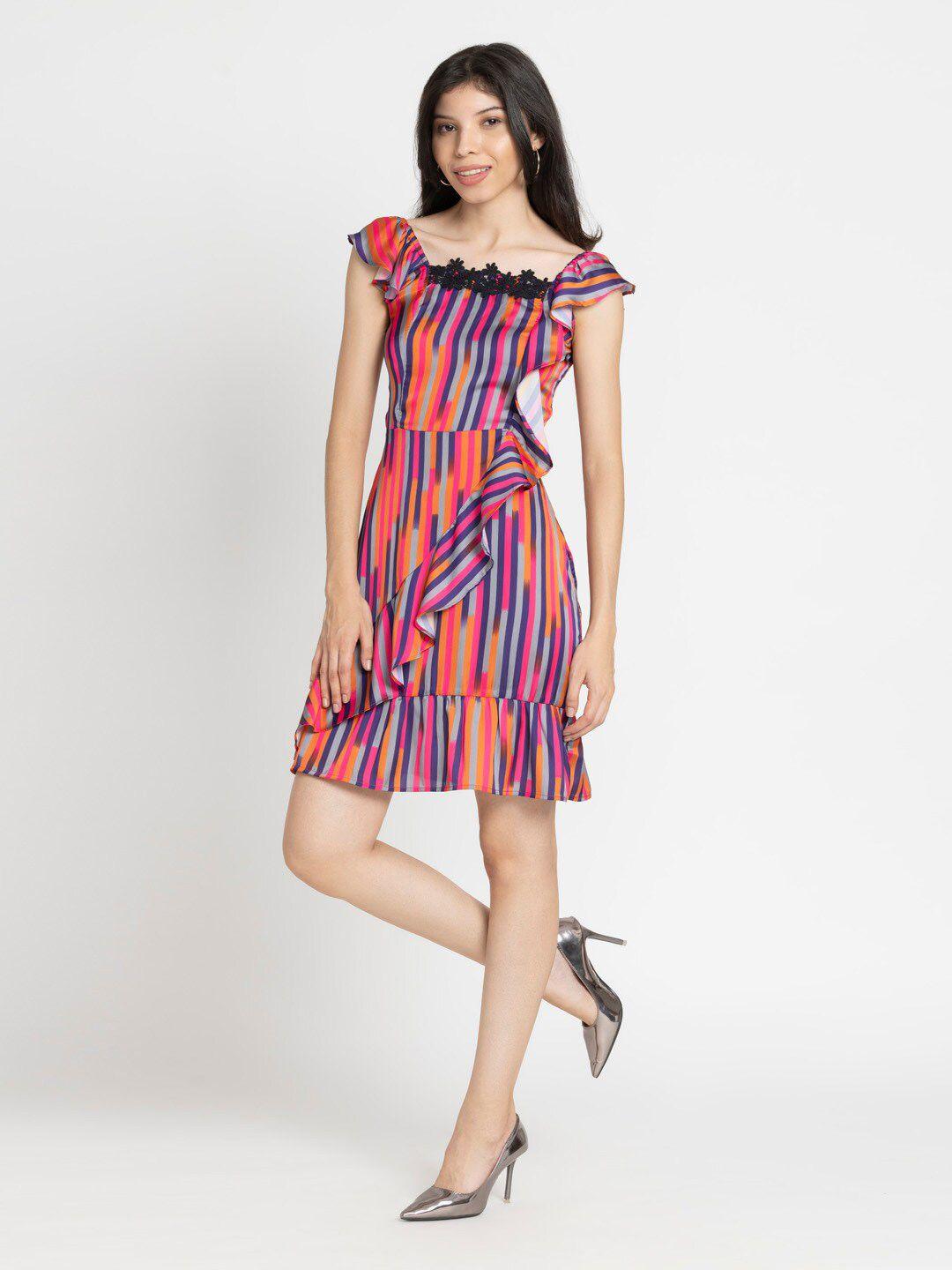 shaye-striped-square-neck-ruffled-fit-&-flare-dress