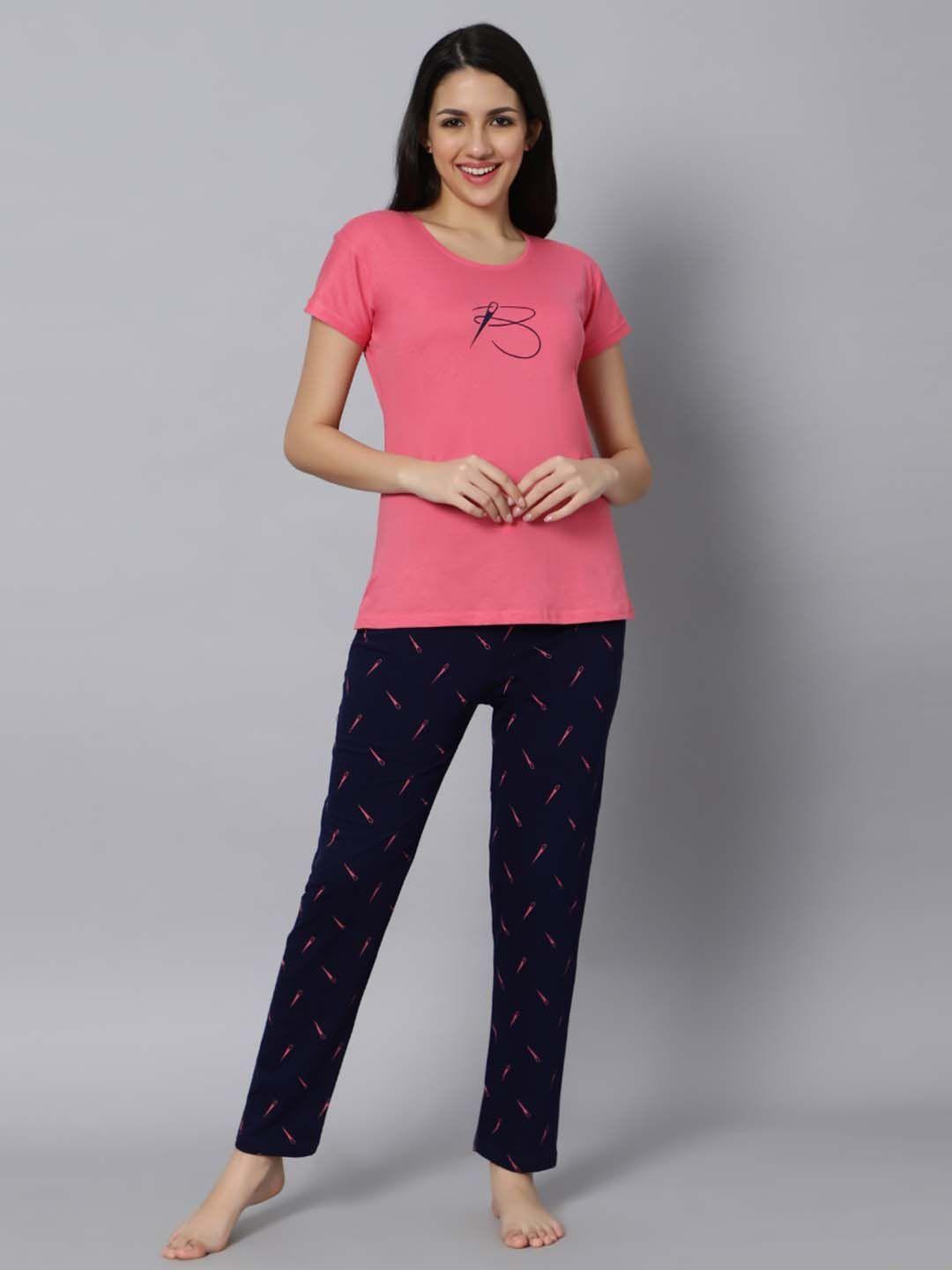 dzzo-pink-&-navy-blue-printed-night-suit