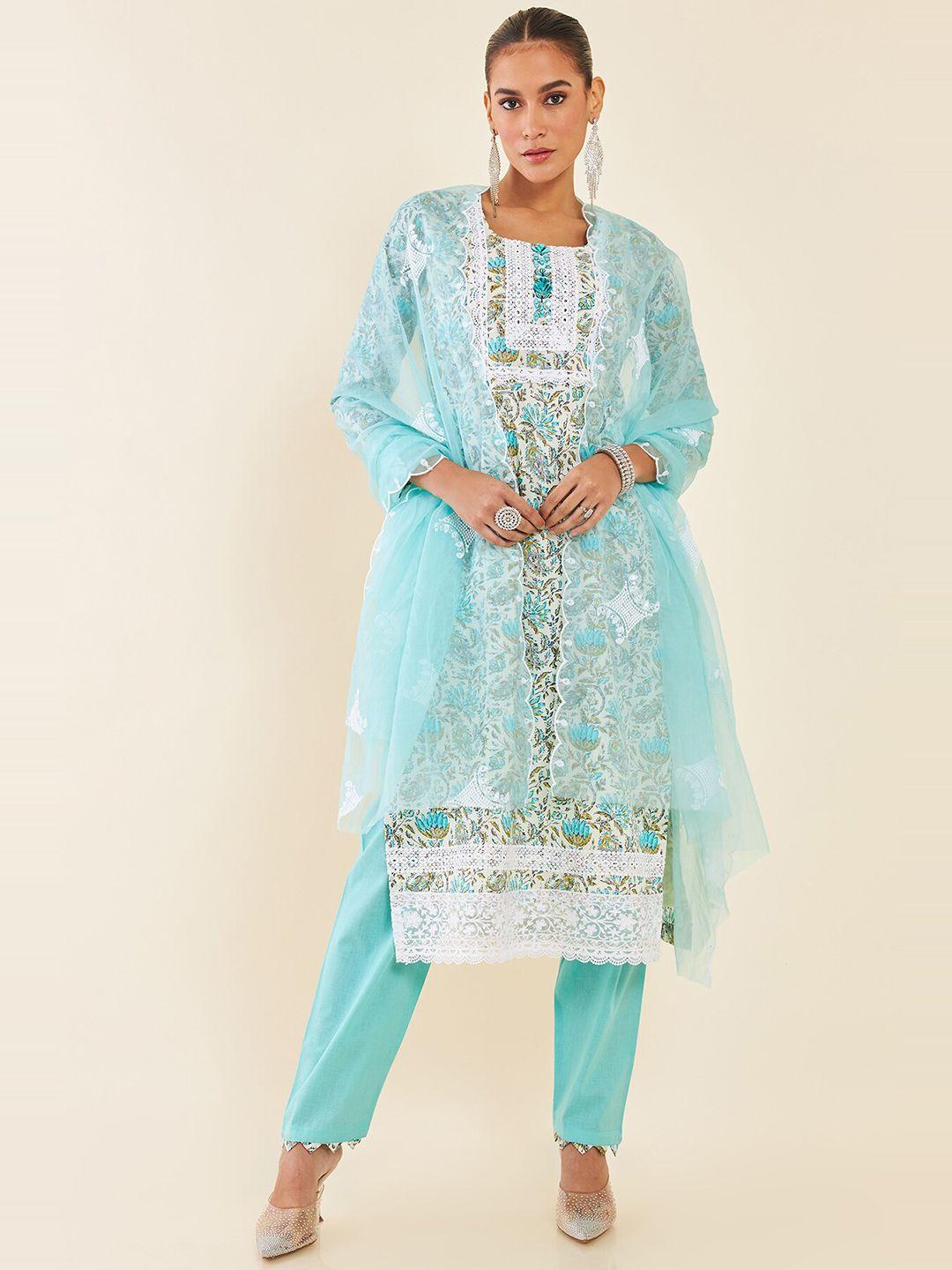 soch-off-white-&-green-embroidered-pure-cotton-unstitched-dress-material