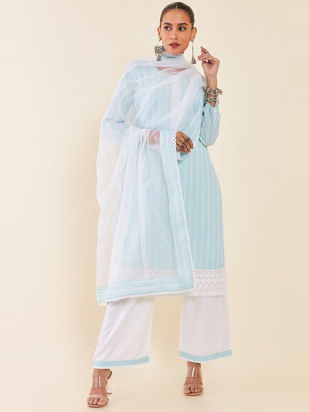 soch-blue-&-white-striped-pure-cotton-unstitched-dress-material