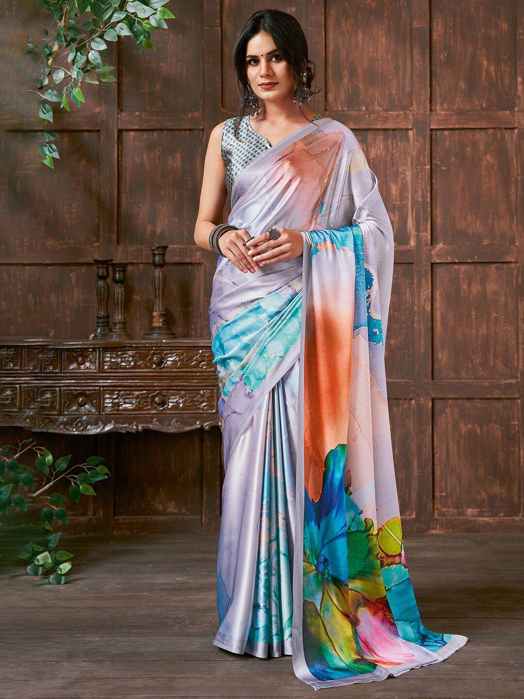 saree-mall-blue-&-green-floral-printed-sarees