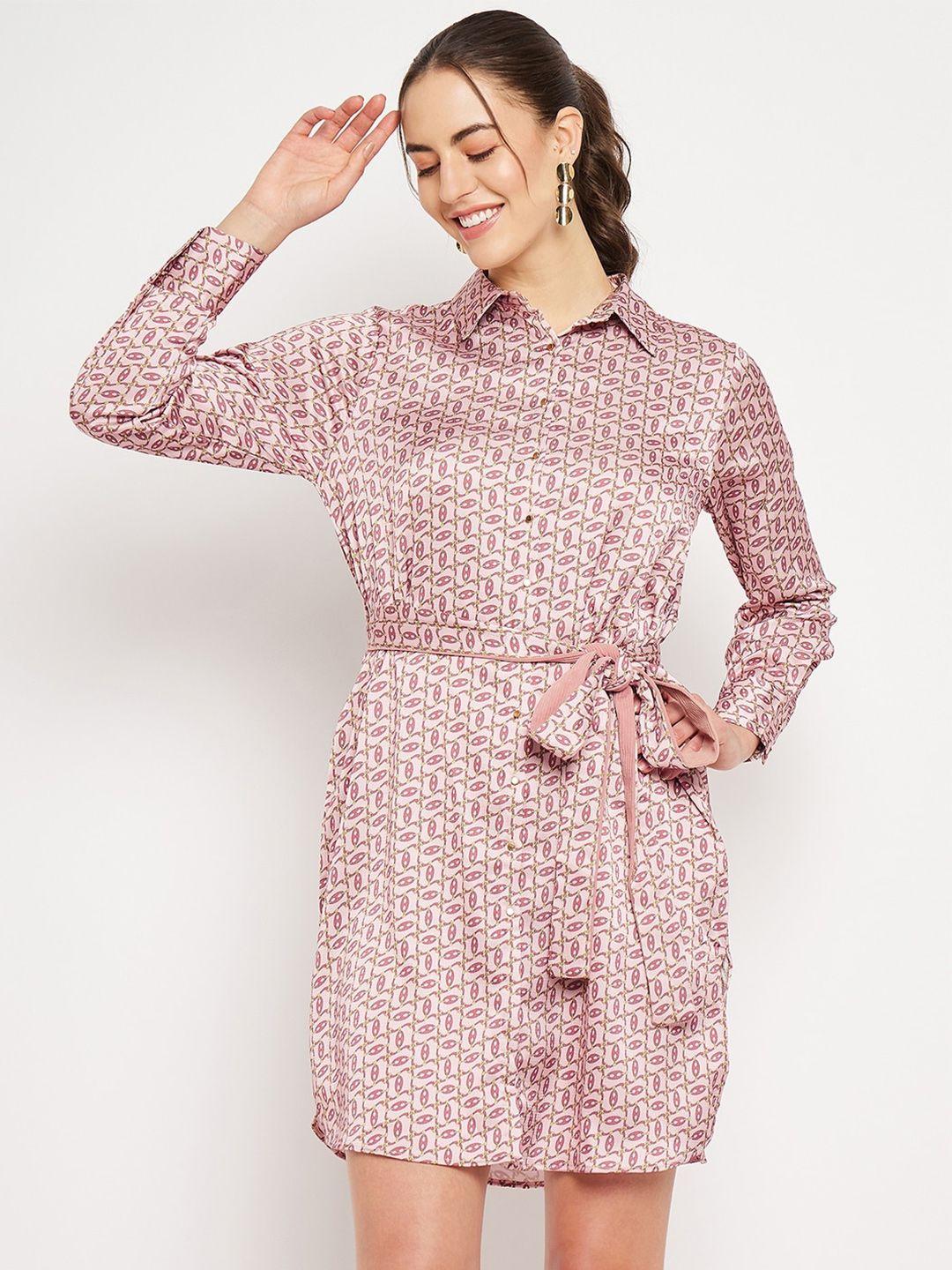 camla-geometric-printed-cuffed-sleeves-shirt-dress