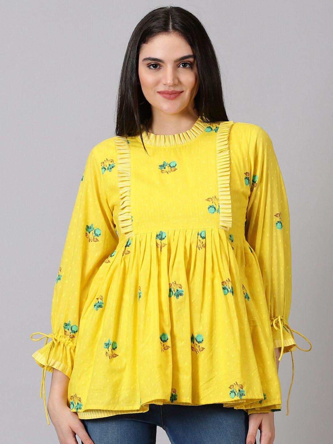 jilmil-floral-printed-pleated-cotton-empire-top