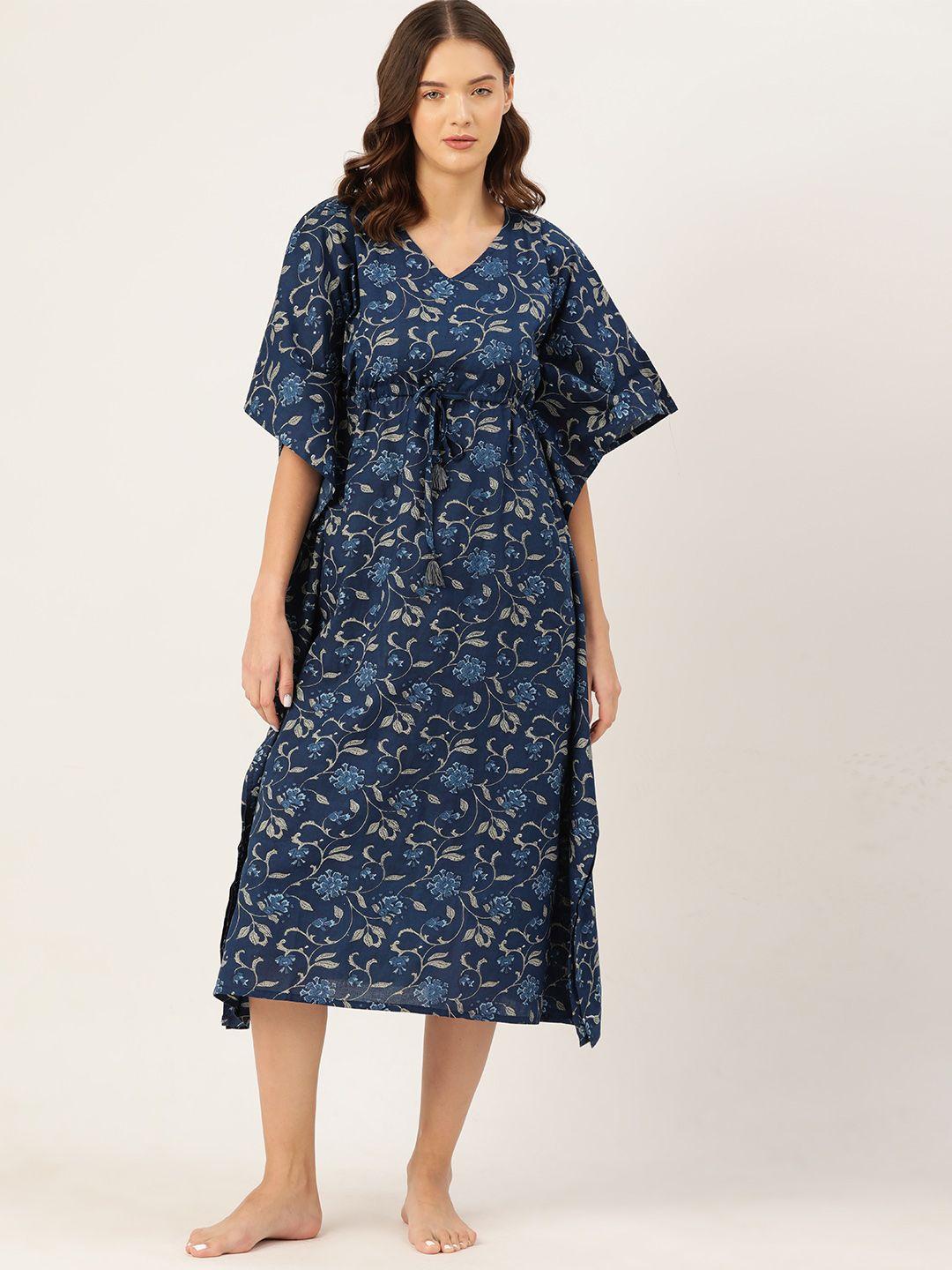 etc-women-floral-printed-pure-cotton-midi-kaftan-nightdress