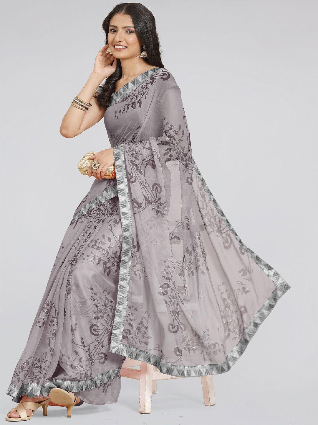 mirchi-fashion-grey-floral-printed-saree