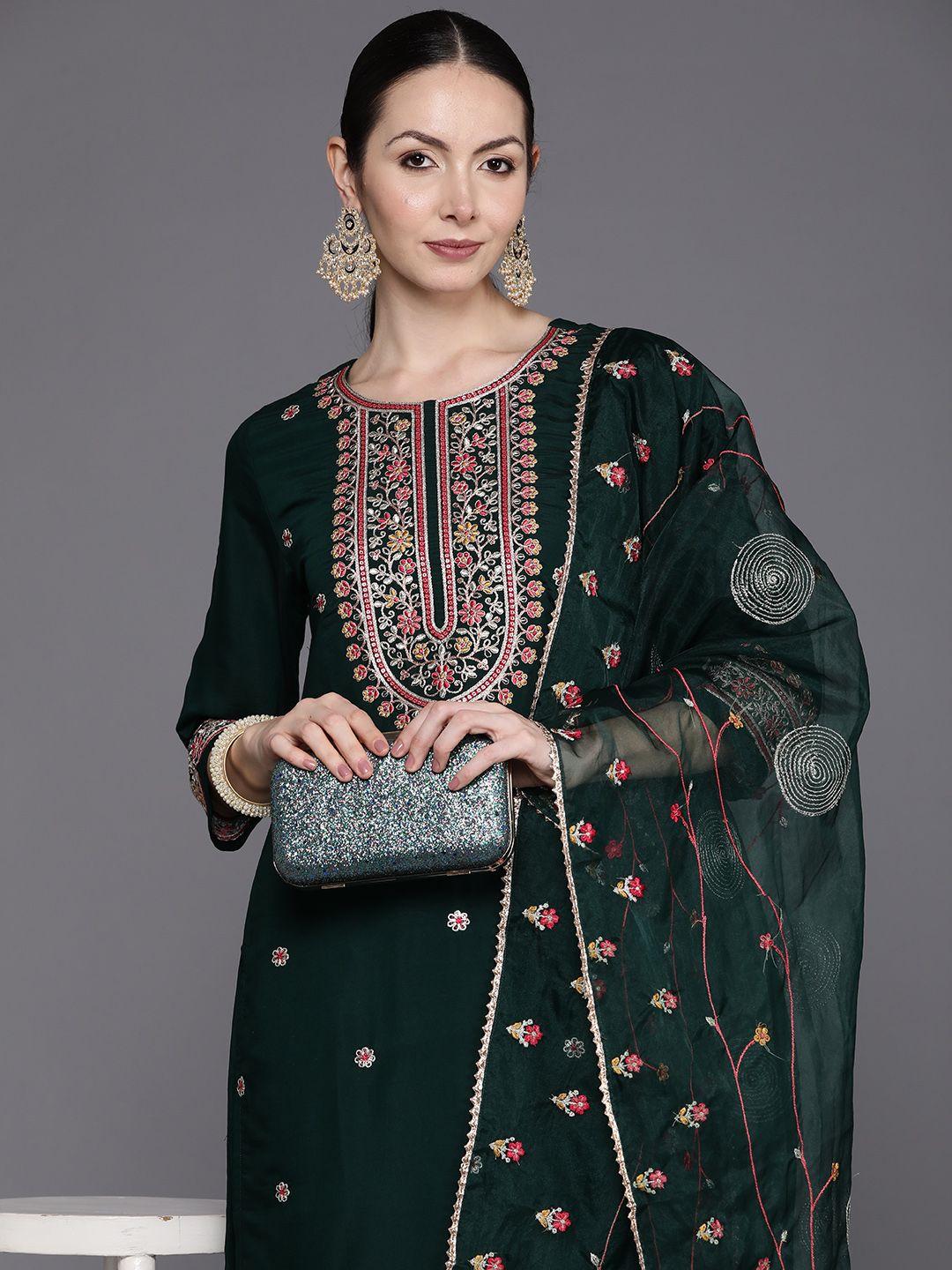 indo-era-floral-embroidered-regular-sequinned-kurta-with-trousers-&-dupatta