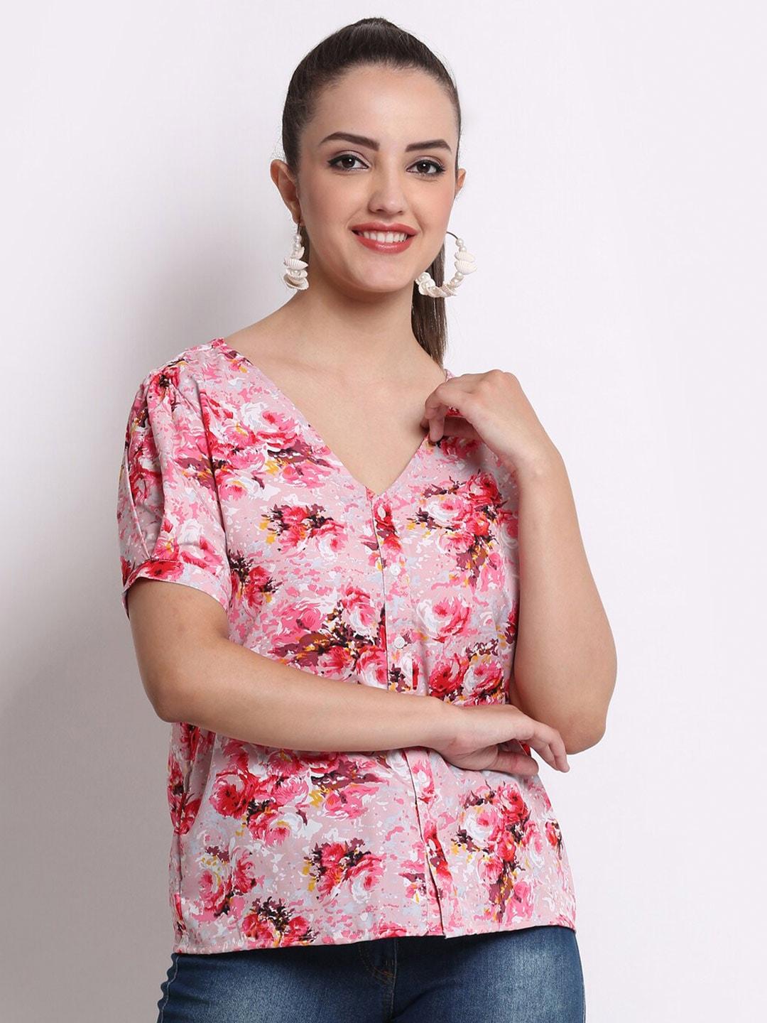 here&now-floral-printed-v-neck-top