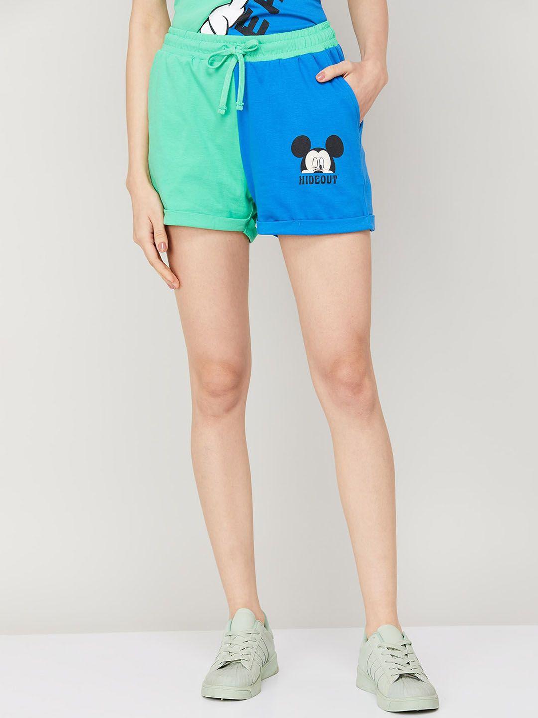 ginger-by-lifestyle-women-mickey-mouse-printed-high-rise-pure-cotton-shorts