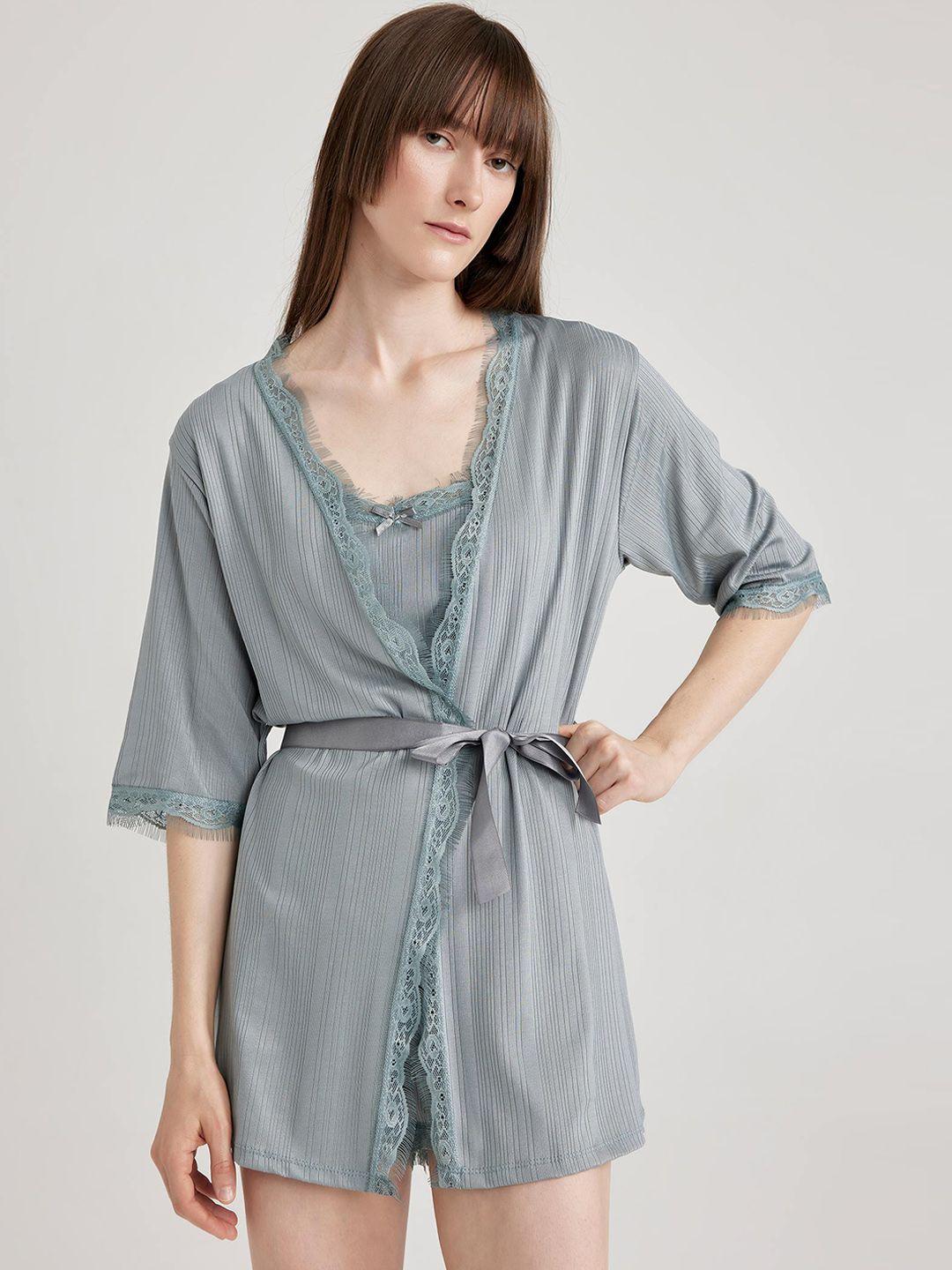 defacto-lace-detail-self-design-mini-robe