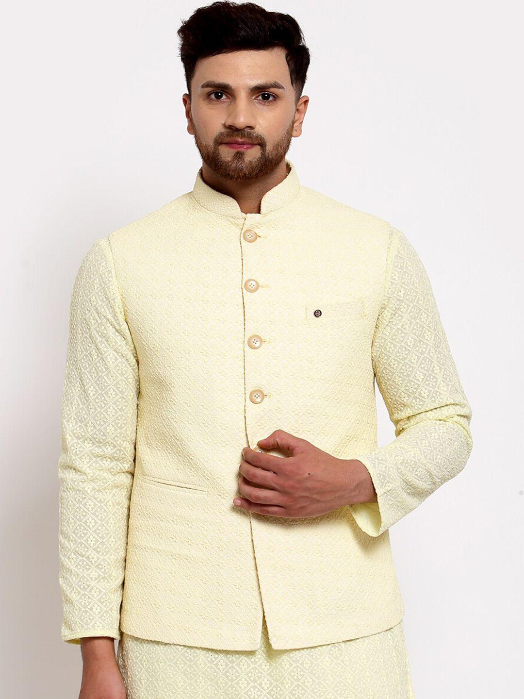 mohanlal-sons-mandarin-collar-woven-georgette-slim-fit-nehru-jacket