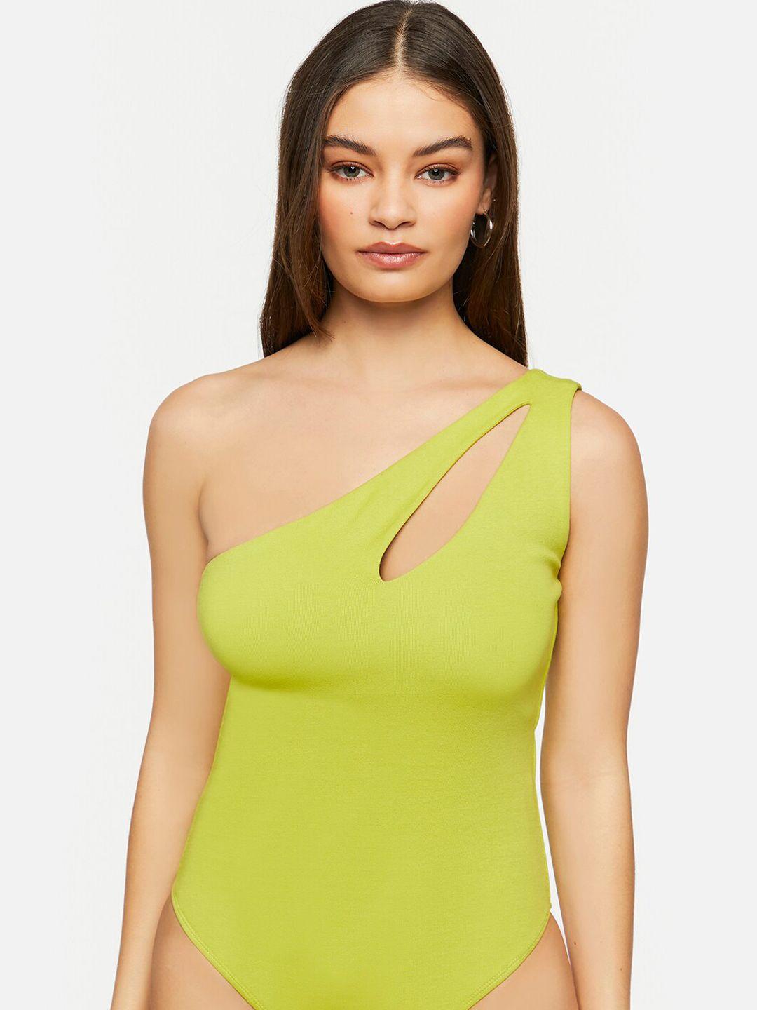 forever-21-green-one-shoulder-bodysuit