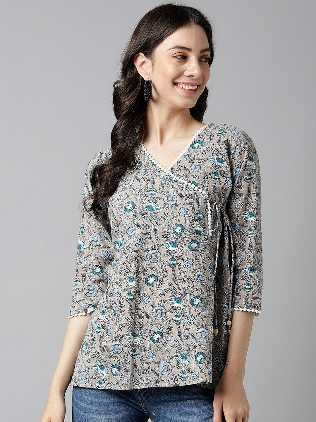 kalini-floral-printed-v-neck-pure-cotton-a-line-top