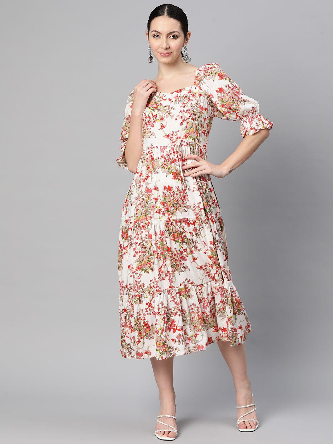 indibelle-floral-print-puff-sleeve-a-line-midi-dress