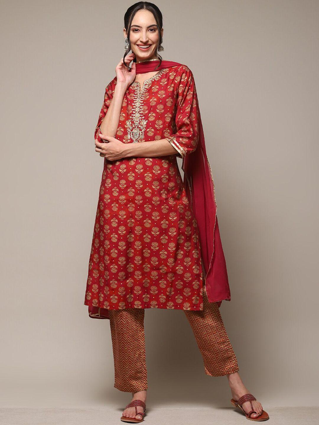 biba-red-and-gold-sequined-straight-kurta-and-trouser-with-dupatta