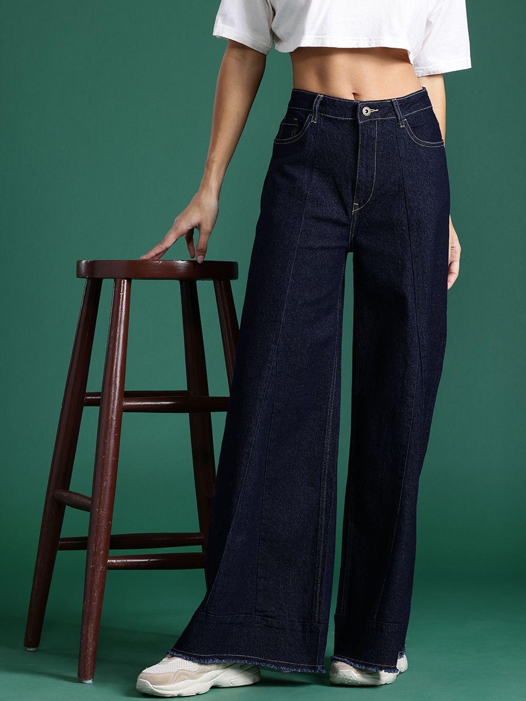 dressberry-women-wide-leg-panelled-jeans