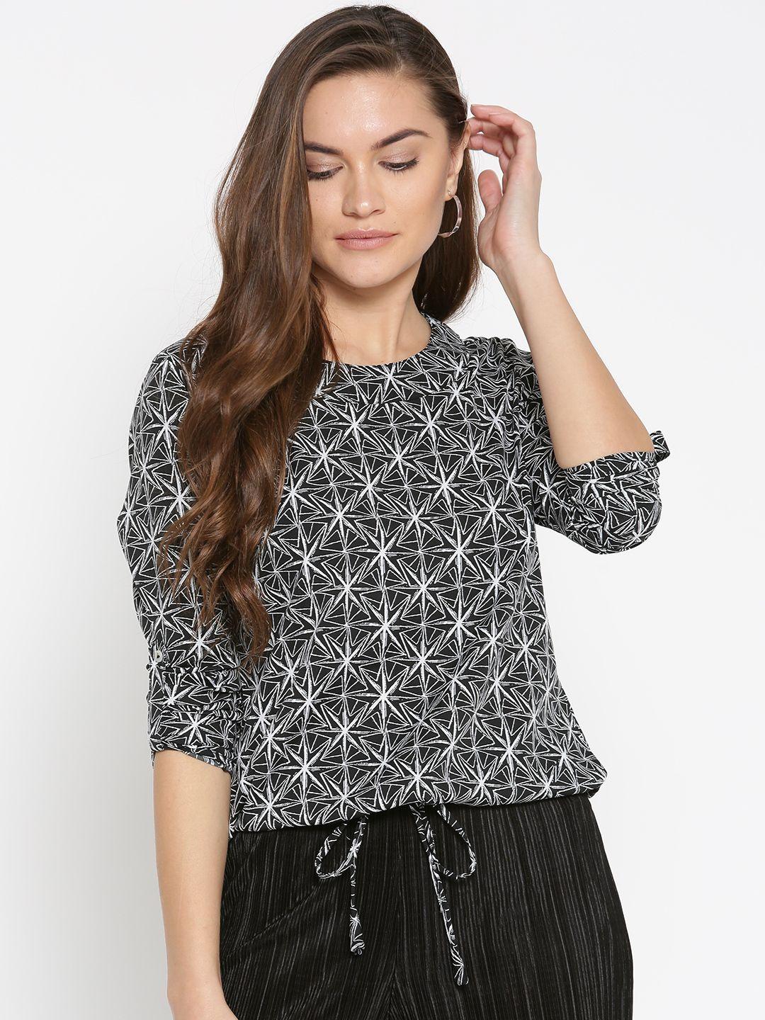 style-quotient-women-black-&-white-printed-top