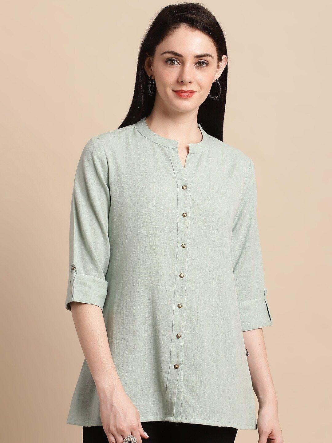 pistaa-mandarin-collar-roll-up-sleeves-pure-cotton-kurti
