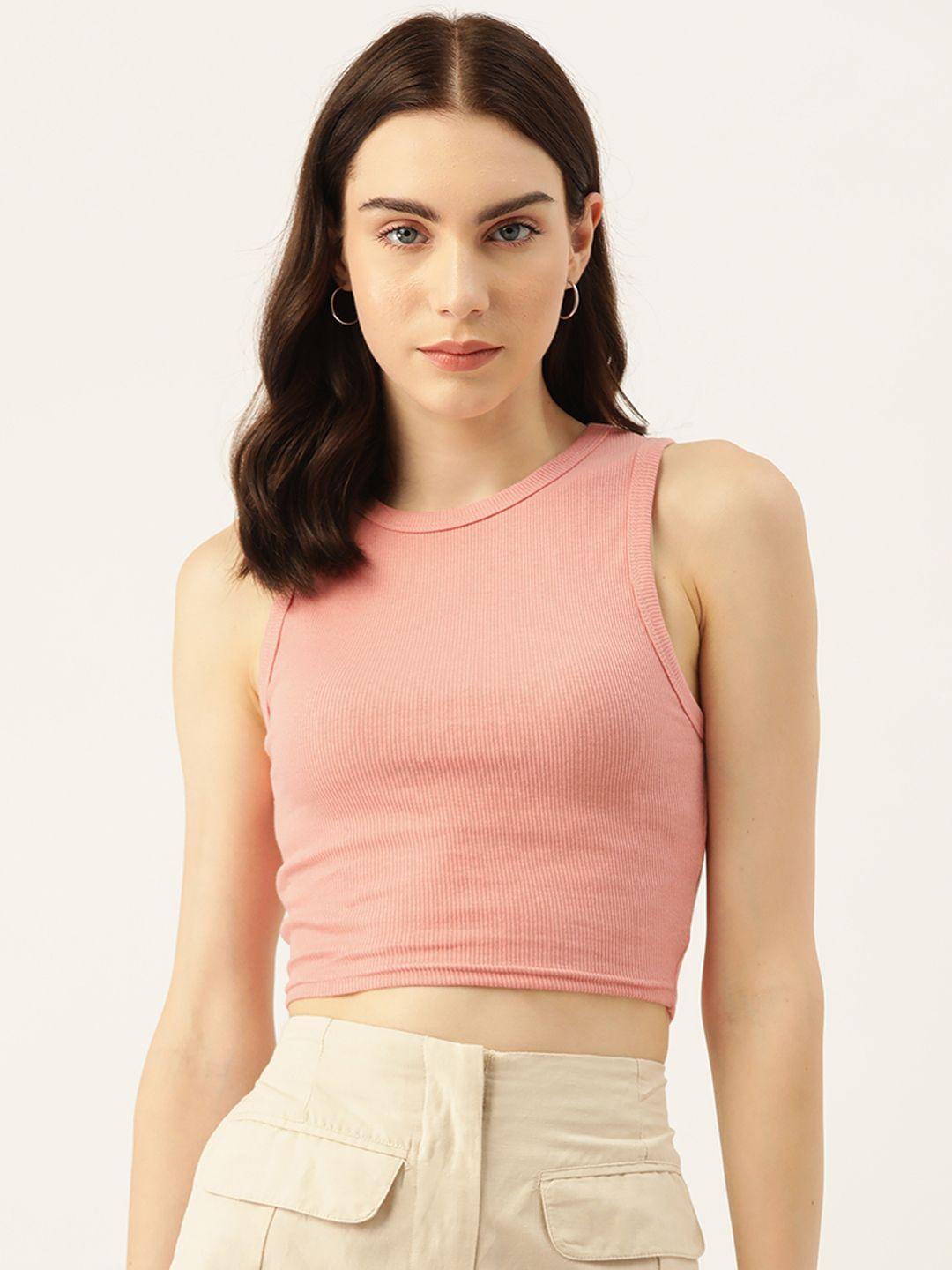 malachi-women-peach-coloured-stretchex-slim-fit-t-shirt