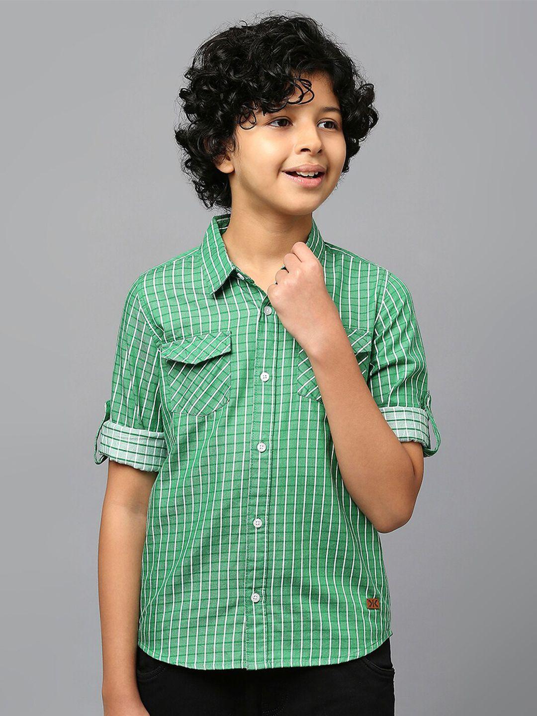 killer-boys-gingham-checked--roll-up-sleeves-classic-fit-pure-cotton-casual-shirt