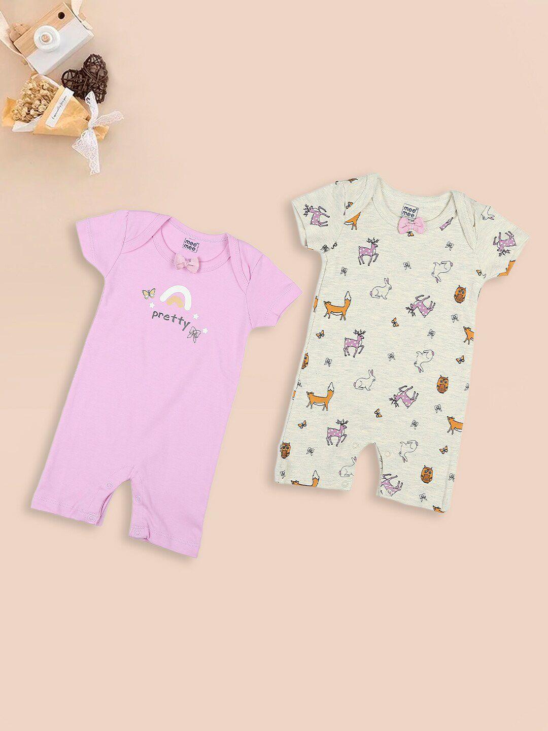 meemee-infant-girls-pack-of-2-printed-cotton-rompers