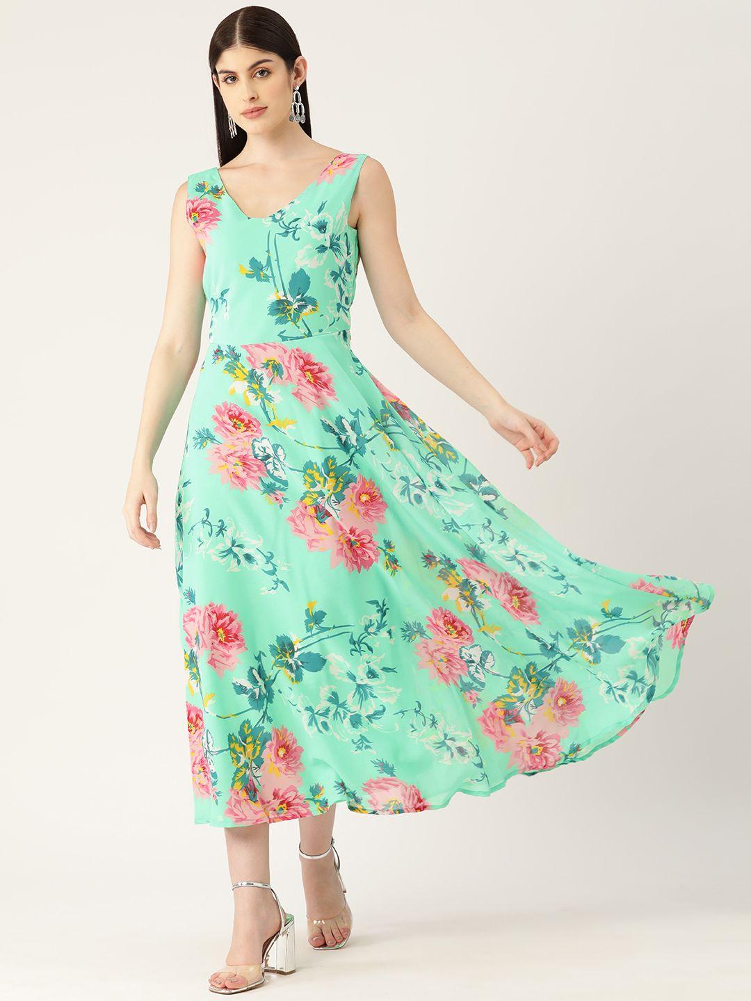 deewa-v-neck-floral-printed-fit-&-flare-maxi-dress