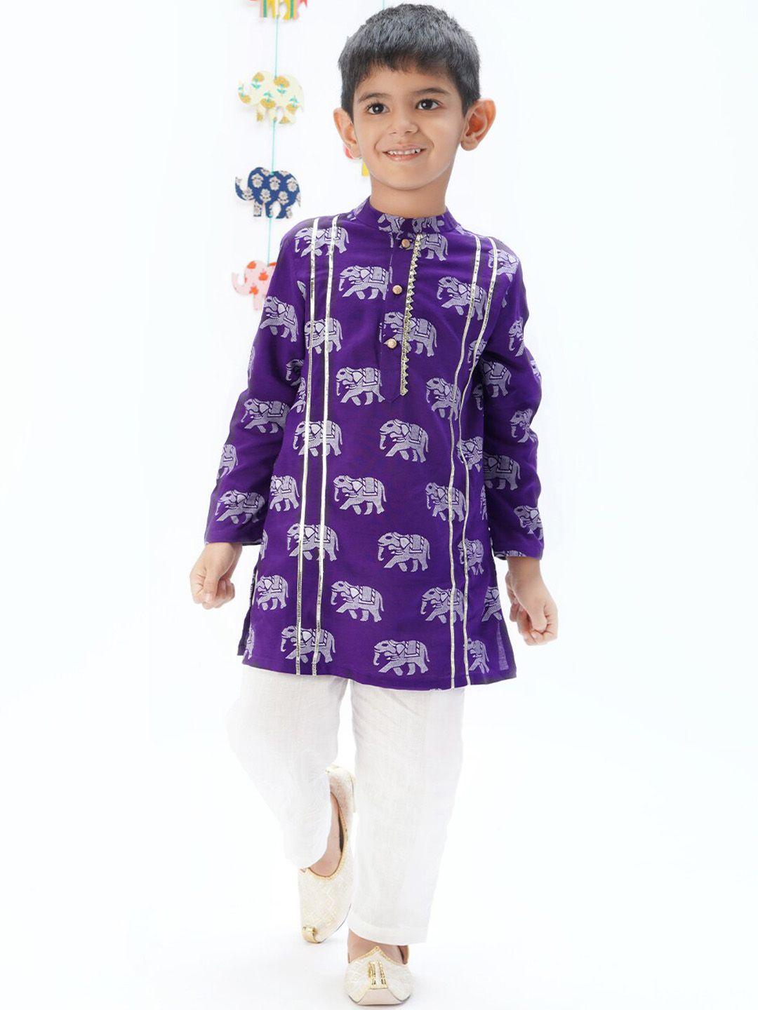 lil-drama-boys-animal-printed-mandarin-collar-kurta-with-pyjamas