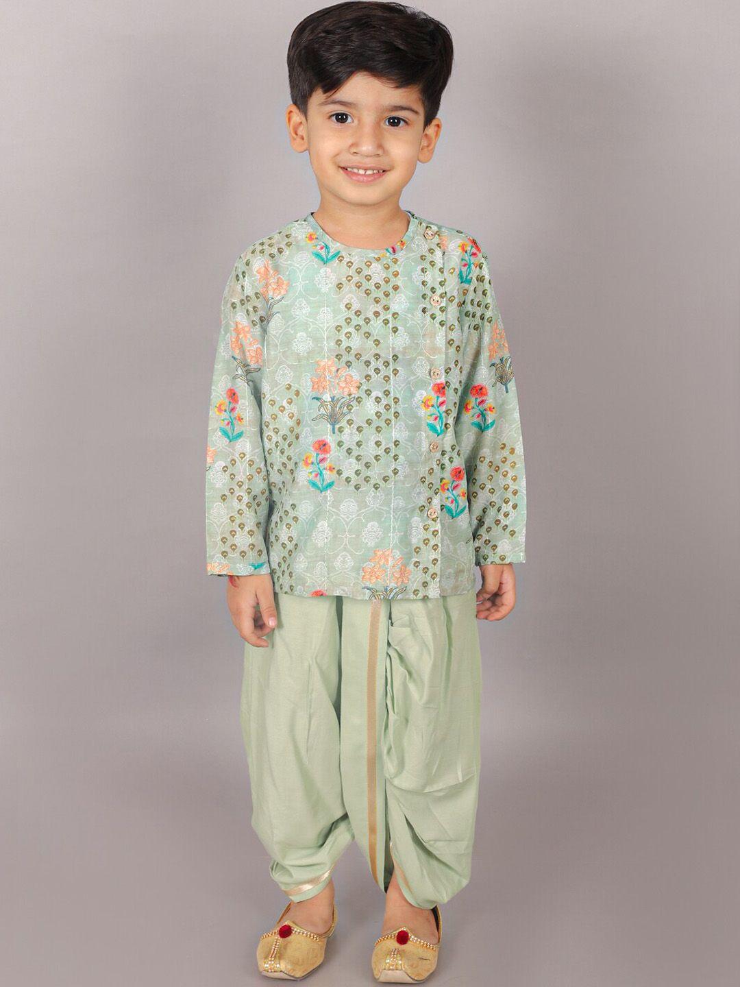 lil-drama-boys-floral-printed-angrakha-kurta-with-dhoti-pants