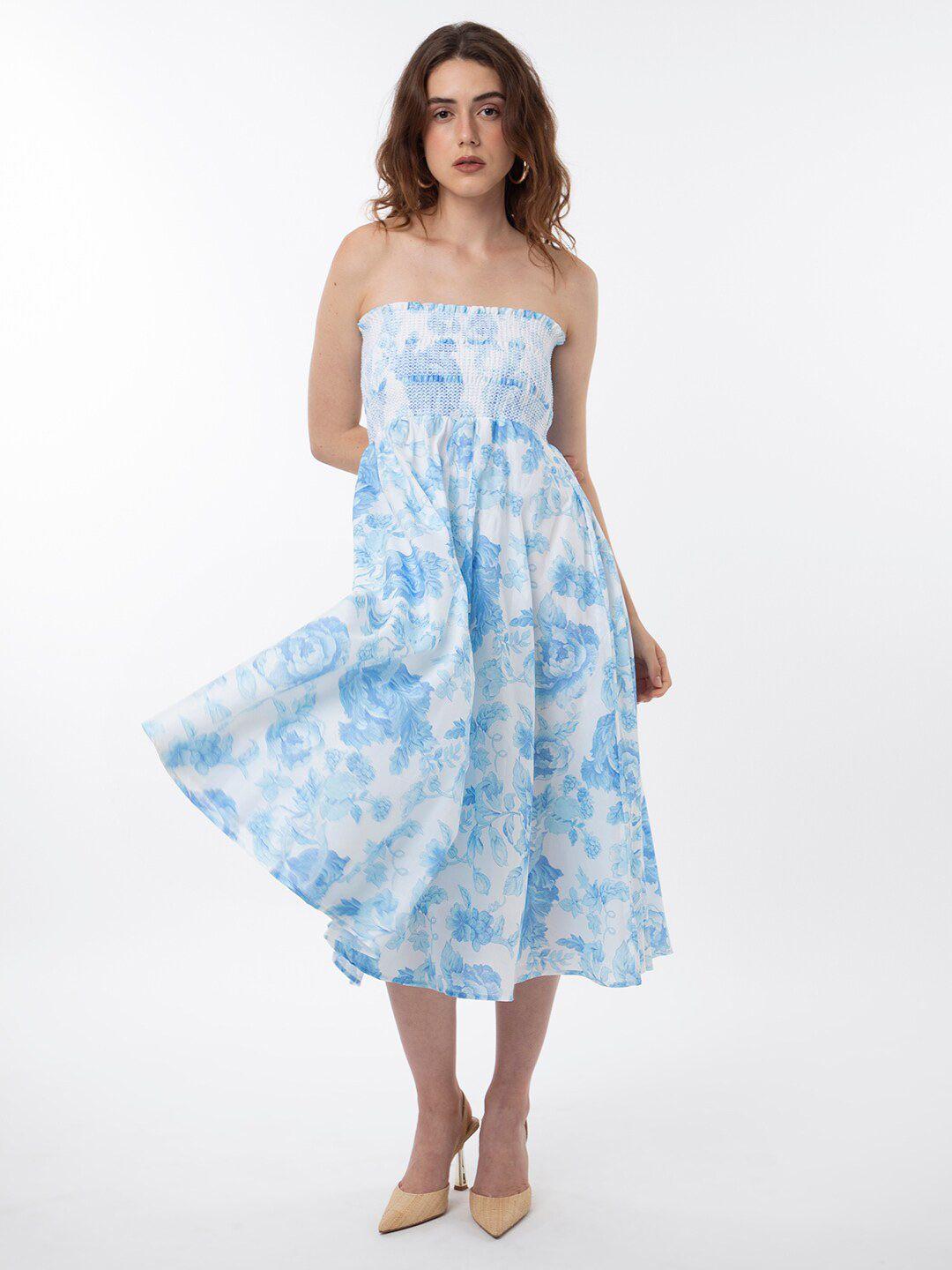rareism-floral-printed-strapless-fit-&-flare-midi-dress