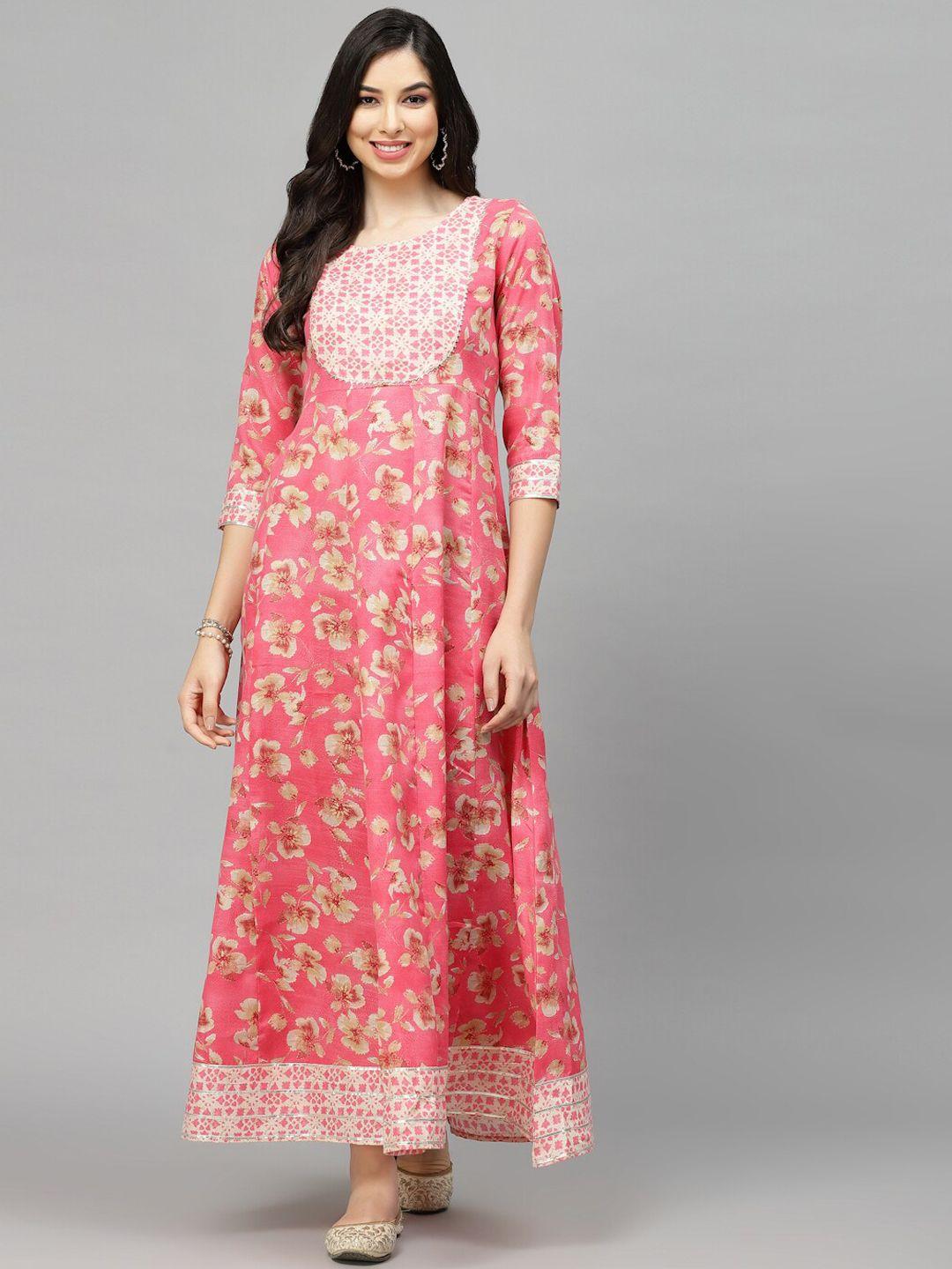 stylum-pink-floral-printed-round-neck-gathered-a-line-maxi-ethnic-dress