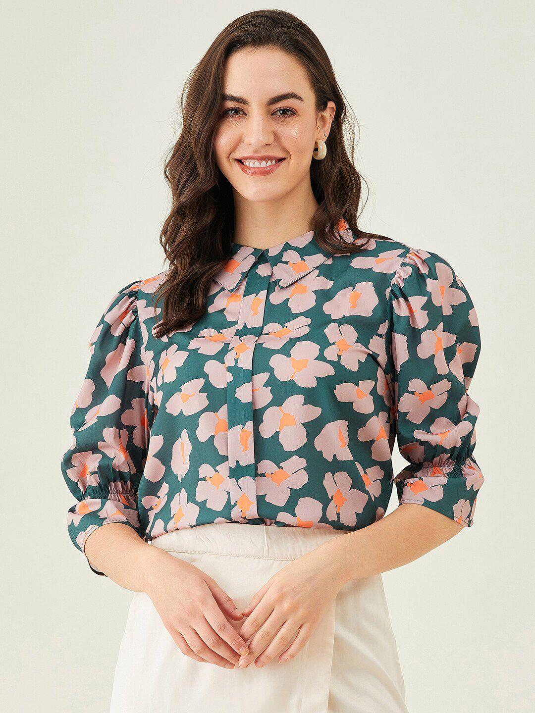 modeve-floral-printed-shirt-collar-puff-sleeves-shirt-style-top