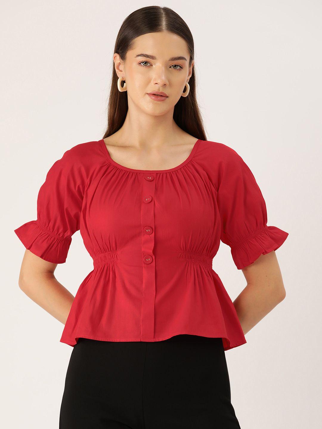 rue-collection-puff-sleeves-peplum-top