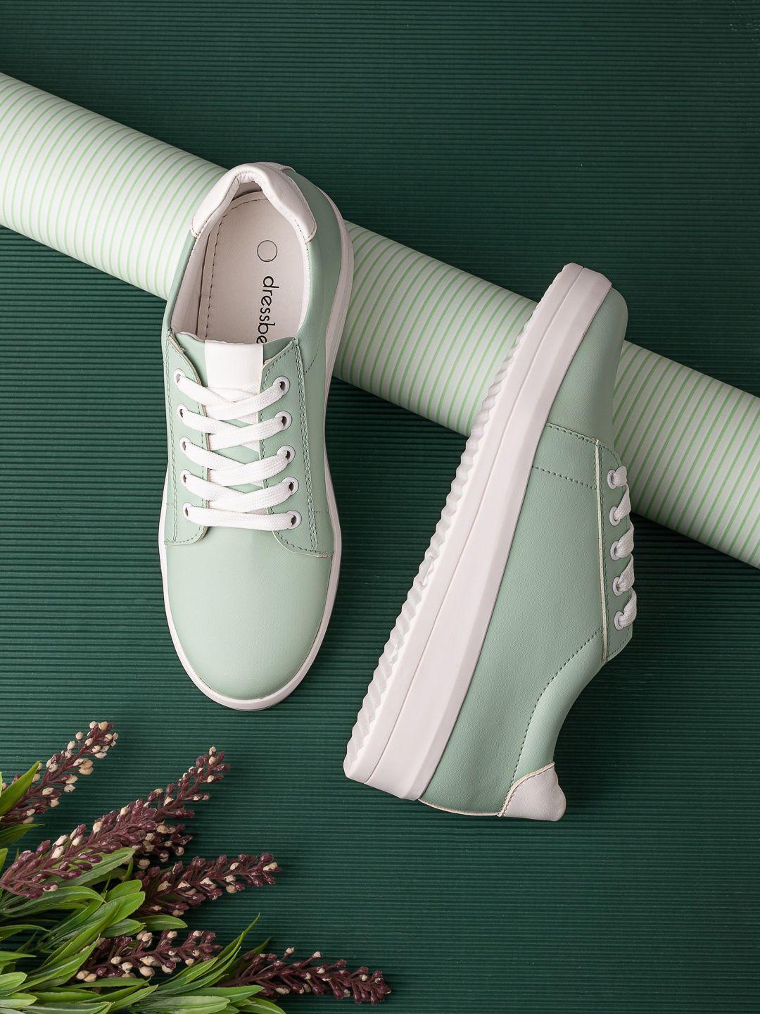 dressberry-women-sea-green-&-white-lightweight-comfort-insole-contrast-sole-sneakers