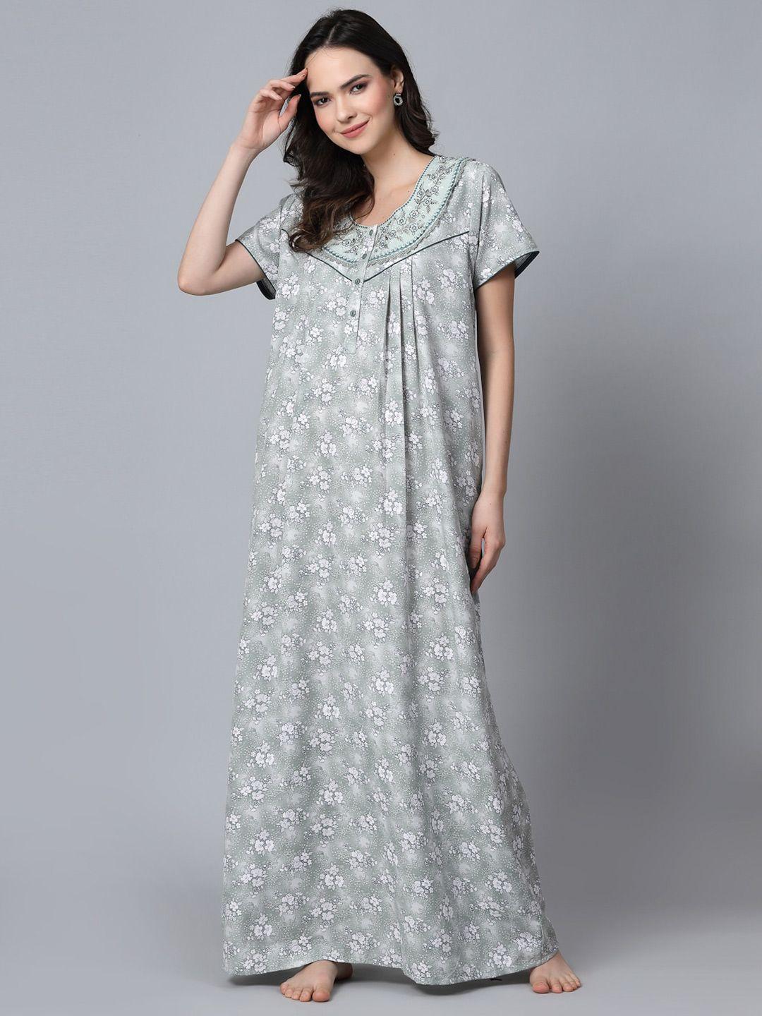 sweet-dreams-grey-floral-printed-maxi-nightdress