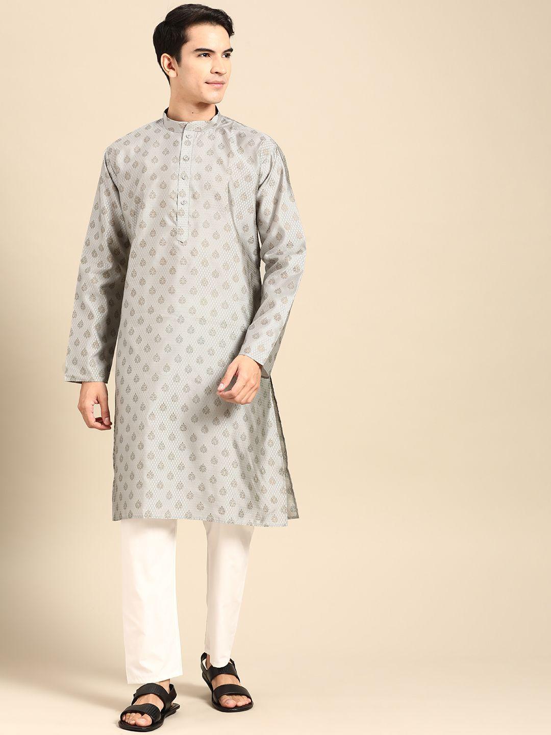 manq-men-ethnic-motifs-printed-regular-kurta-with-pyjamas