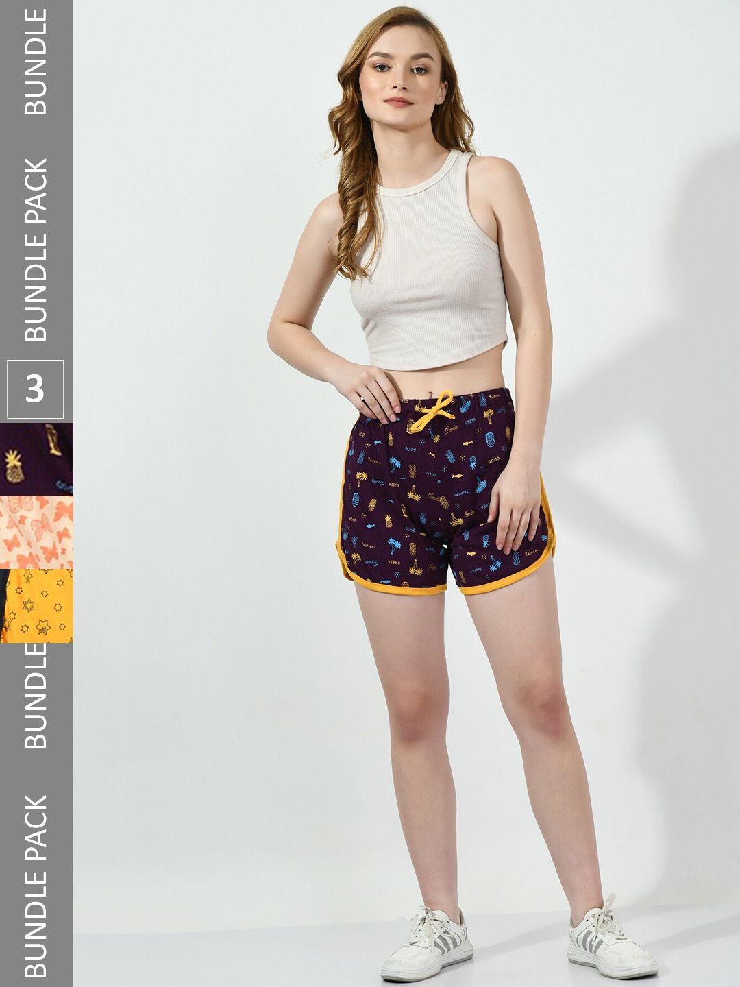 baesd-women-pack-of-3-printed-pure-cotton-hotpant-shorts
