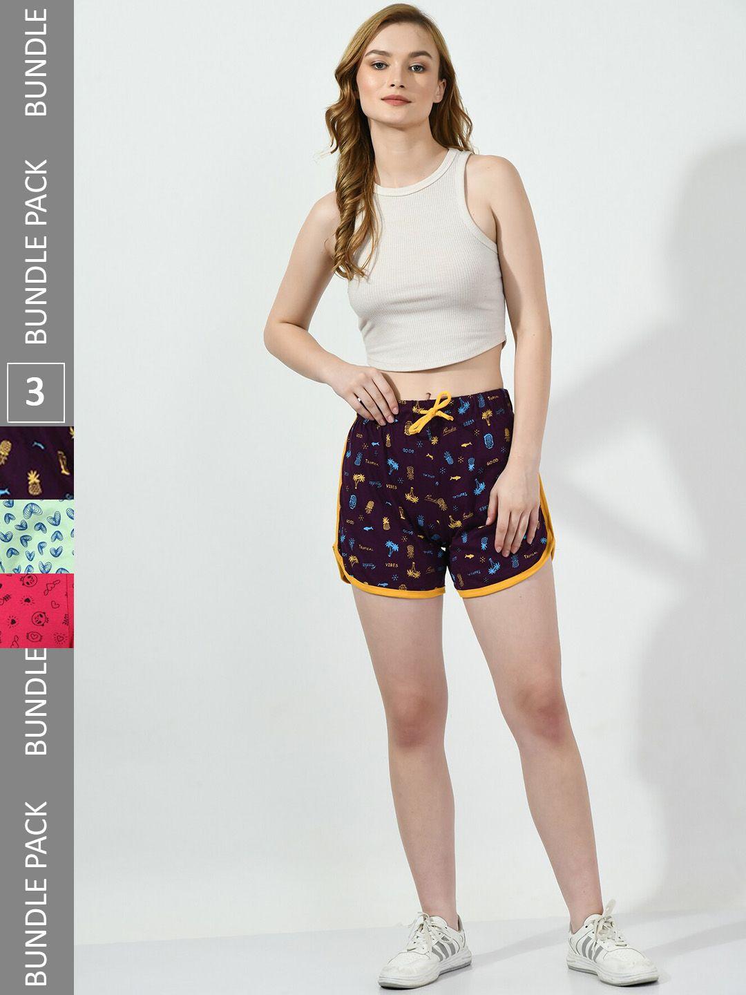 baesd-women-pack-of-3-printed-pure-cotton-hotpant-shorts