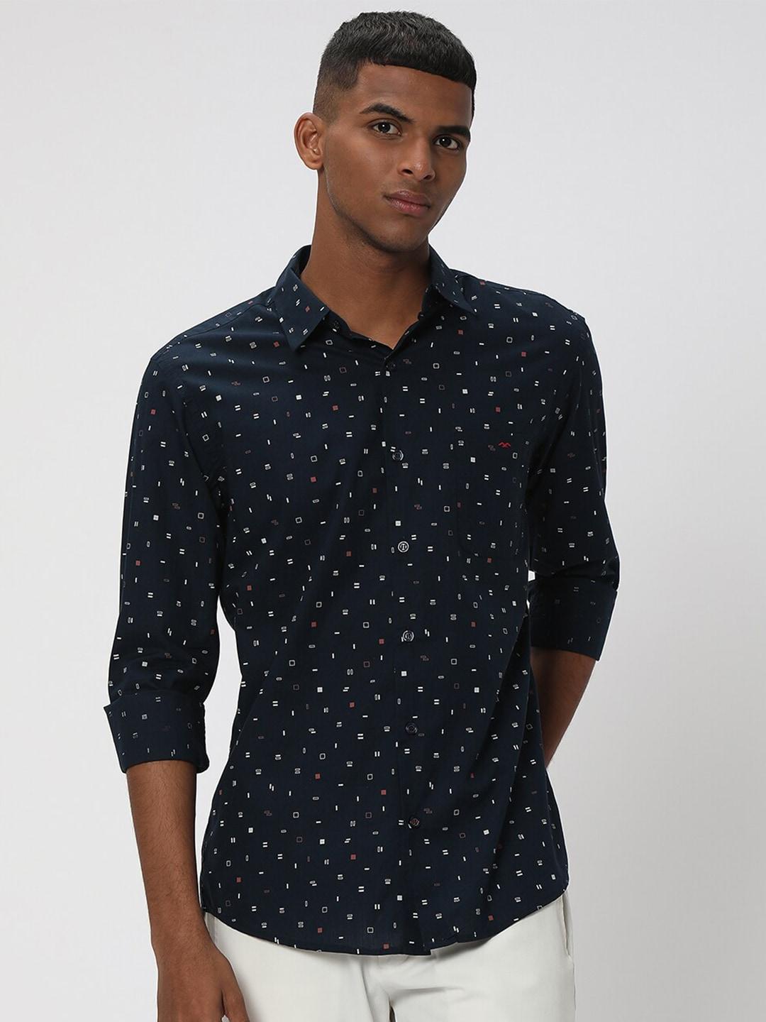 mufti-slim-fit-geometric-printed-casual-pure-cotton-shirt