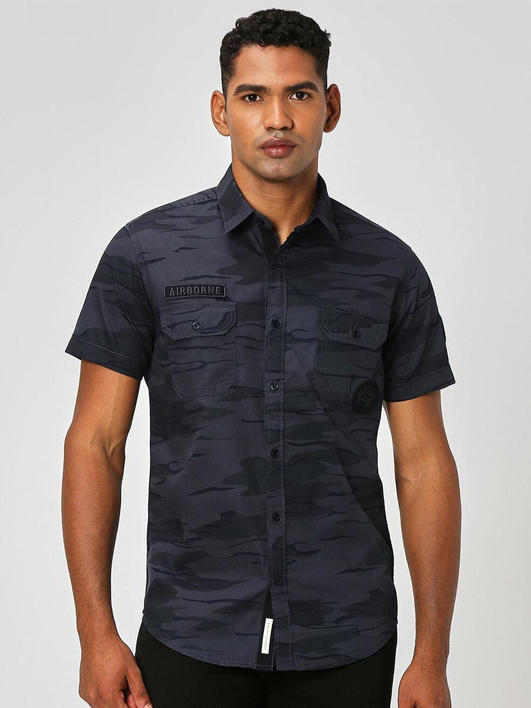 mufti-men-black-slim-fit-opaque-printed-casual-shirt