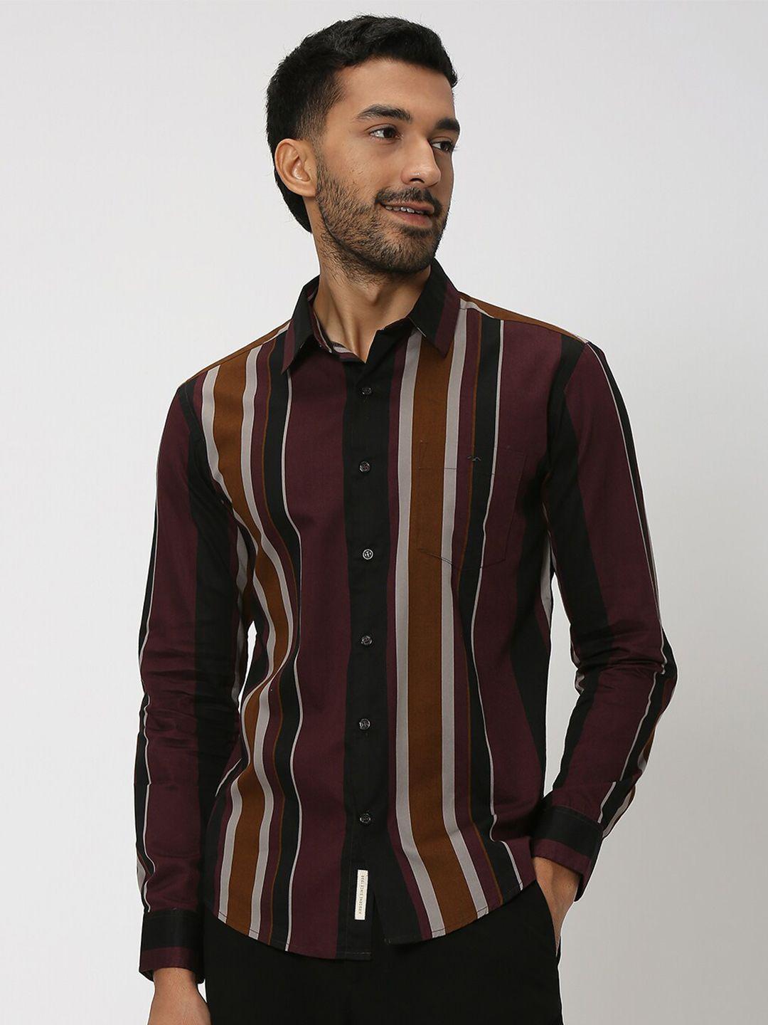 mufti-slim-fit-striped-pure-cotton-casual-shirt