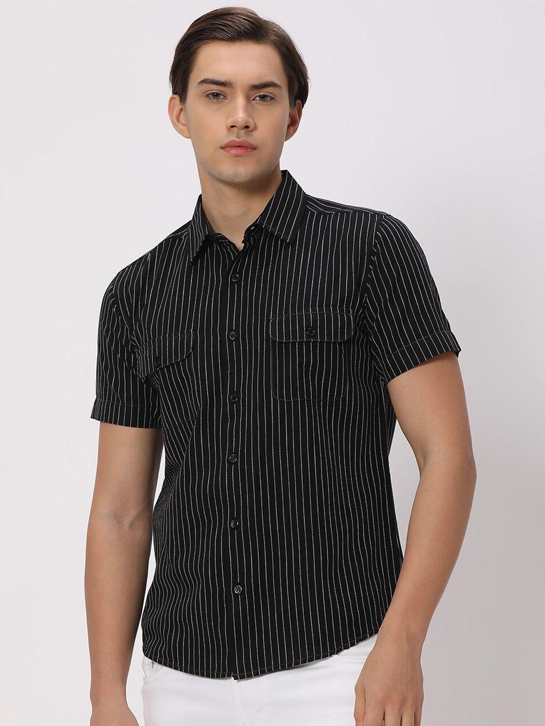 mufti-striped-striped-slim-fit-pure-cotton-casual-shirt
