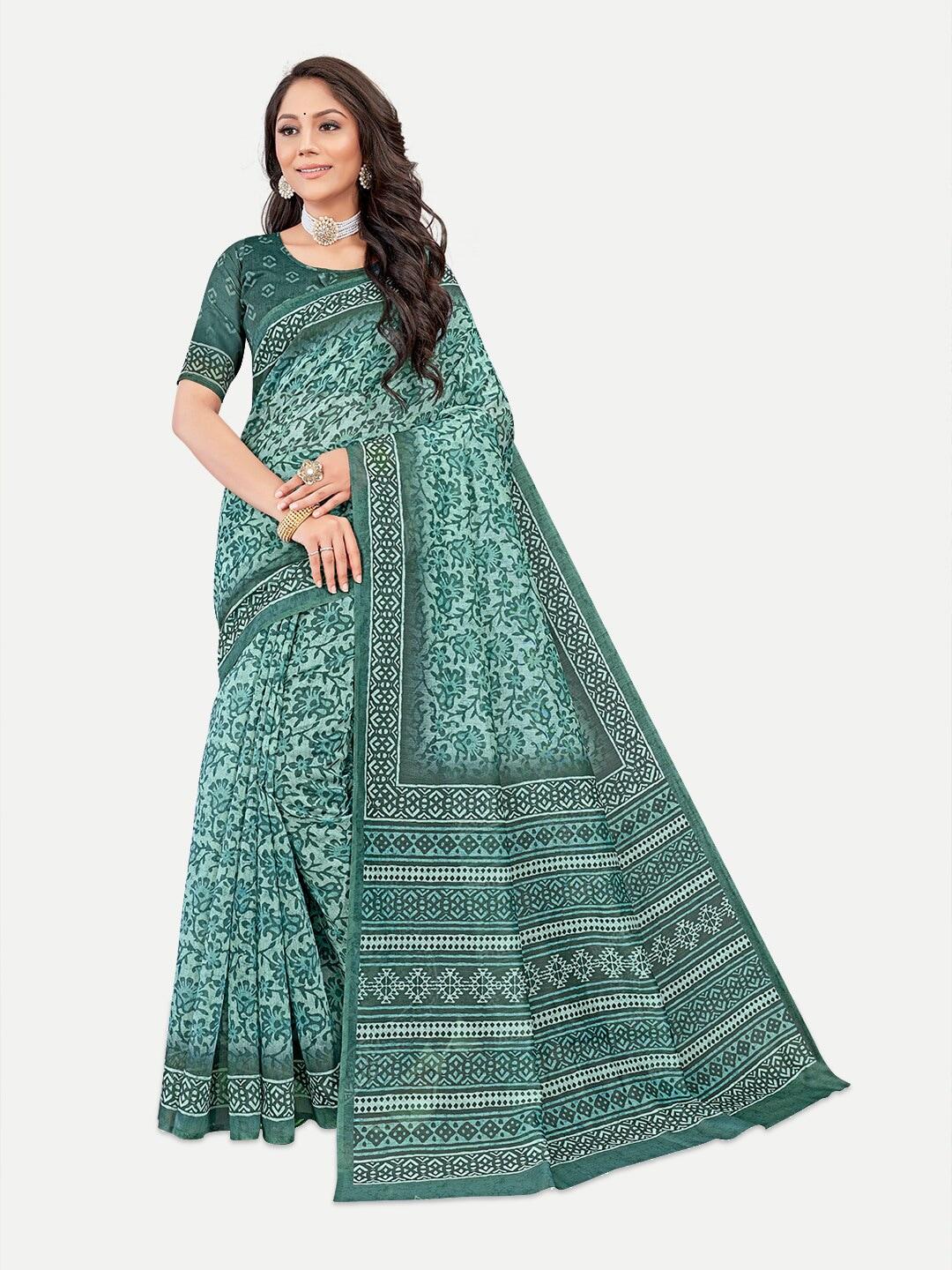 tavas-blue-&-white-ethnic-motifs-silk-blend-chanderi-saree