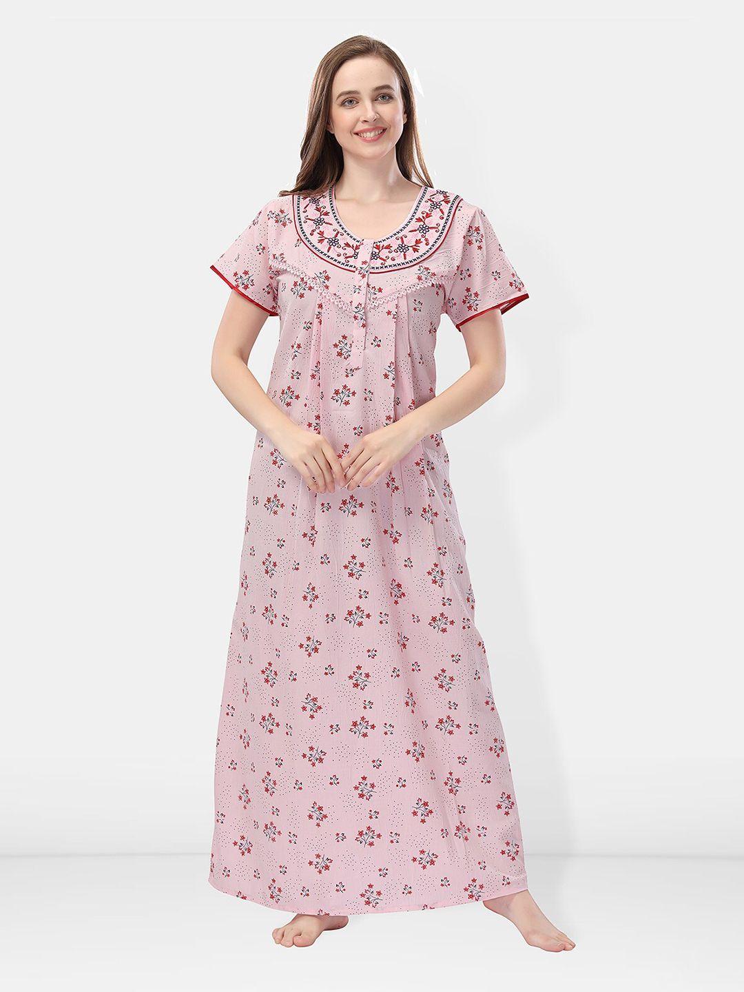 be-you-pink-embroidered-maxi-nightdress