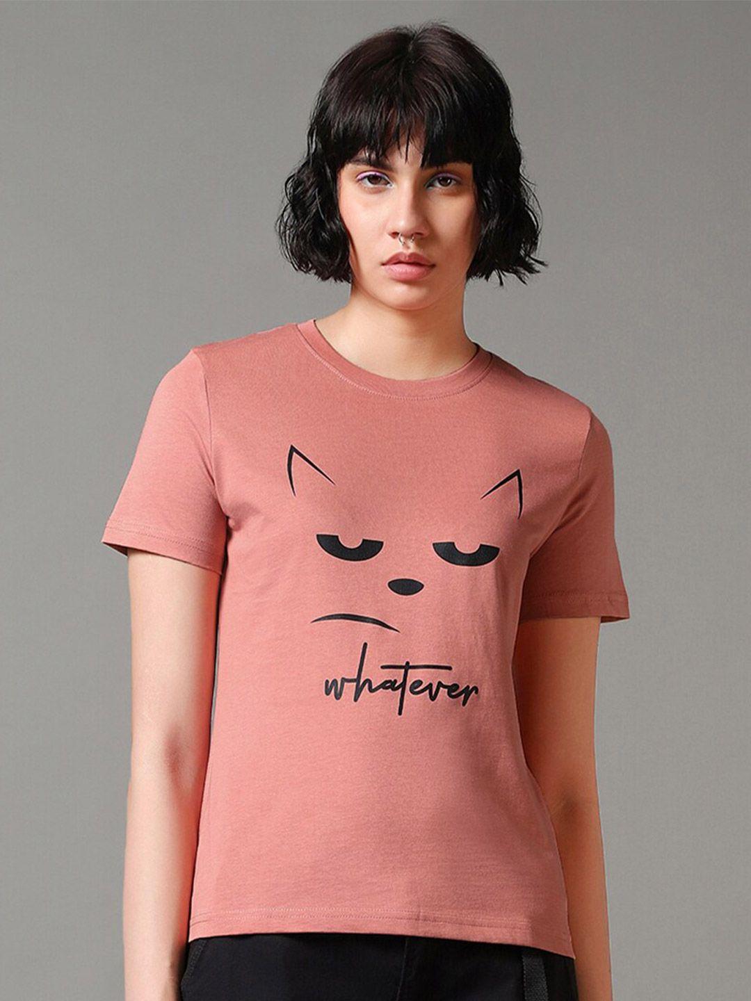 bewakoof-pink-graphic-printed-round-neck-pure-cotton-t-shirt