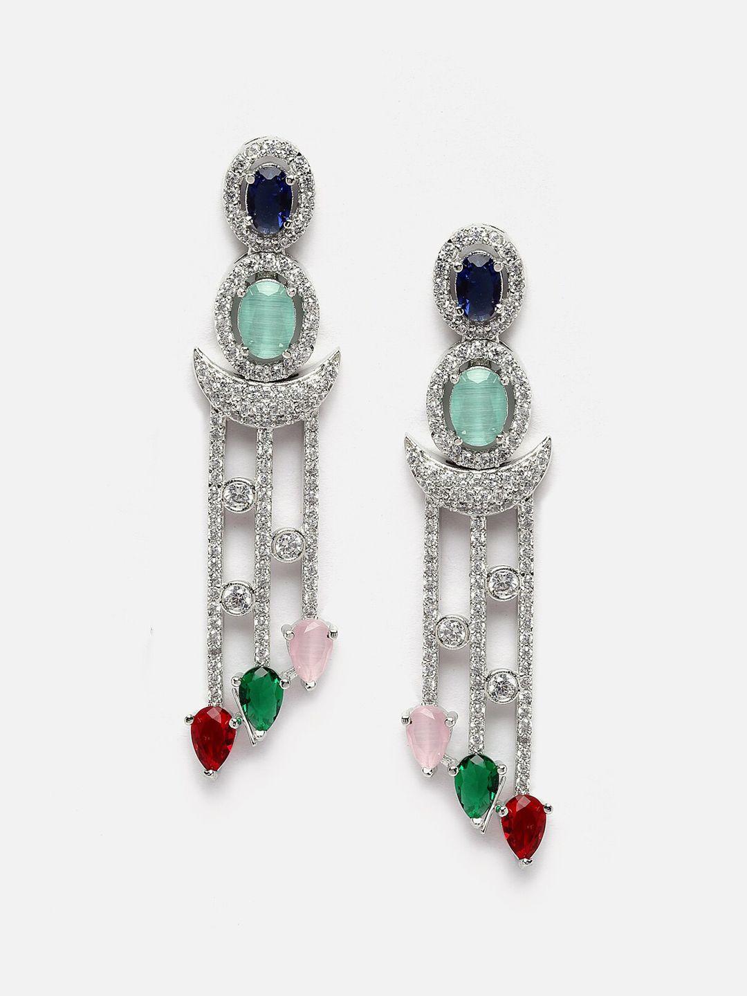 dressberry-silver-plated-american-diamond-studded-crescent-shaped-oxidised-drop-earrings